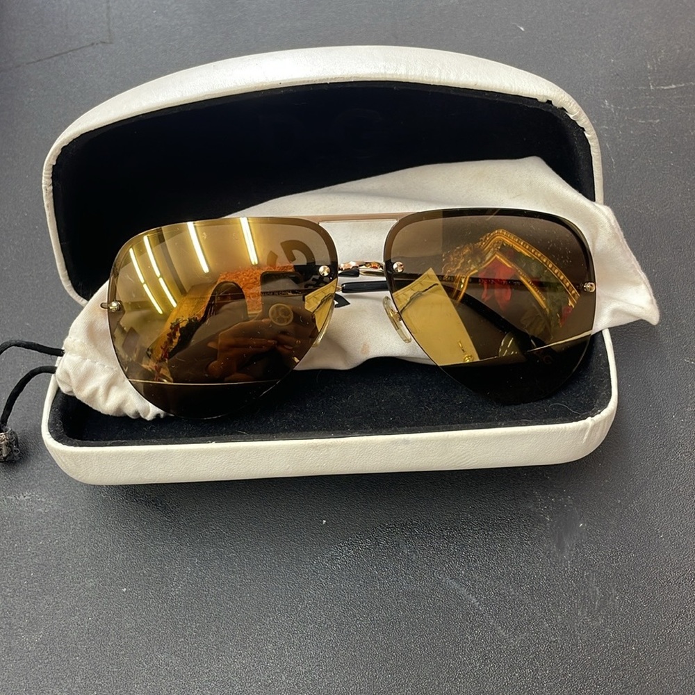 Authentic Dolce & Gabbana Gold Mirrored Aviator Sunglasses